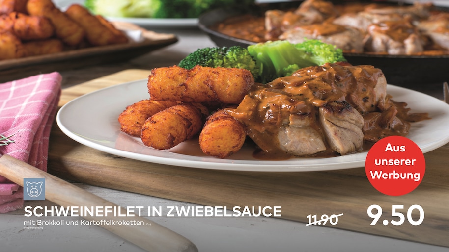 Monitor Schweinefilet in Zwiebelsauce 1920x1080 Werbepreis DRUCK