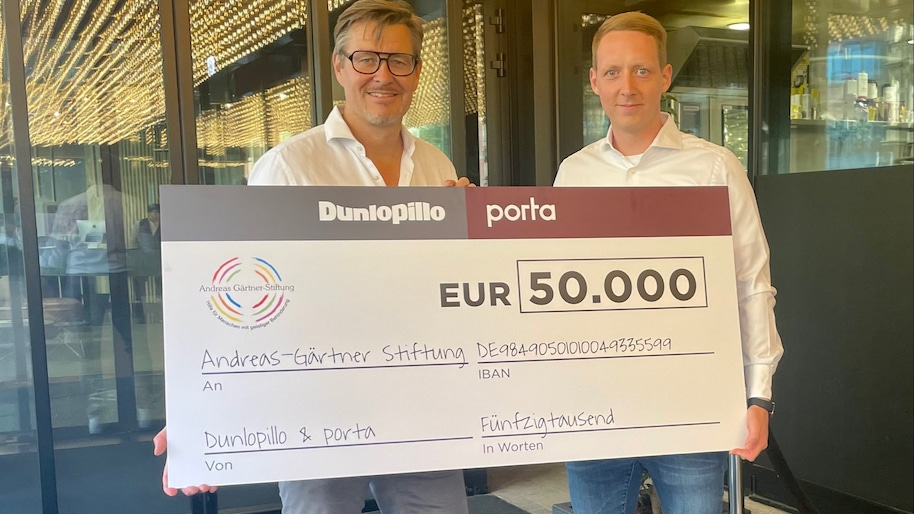 Dunlopillo und porta spenden 50000 Euro für Menschen mit geistiger Behinderung