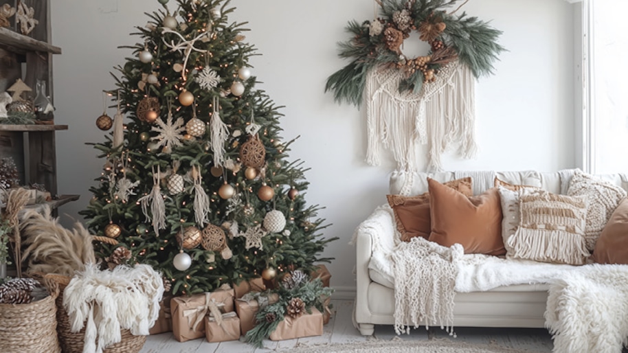 Weihnachtsbaum Deko Ideen Boho-Stil 