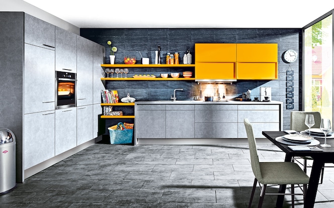 Interline Küche grau mit gelb