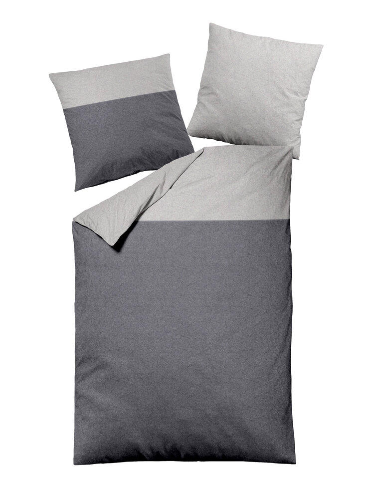DORMISETTE Flanell-Bettwäsche MELANGE 135 x 200 cm anthrazit/grau