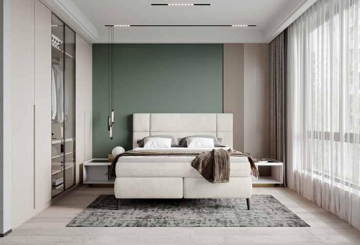 Boxspringbett LUCIO 180 x 200 cm cremeweiß