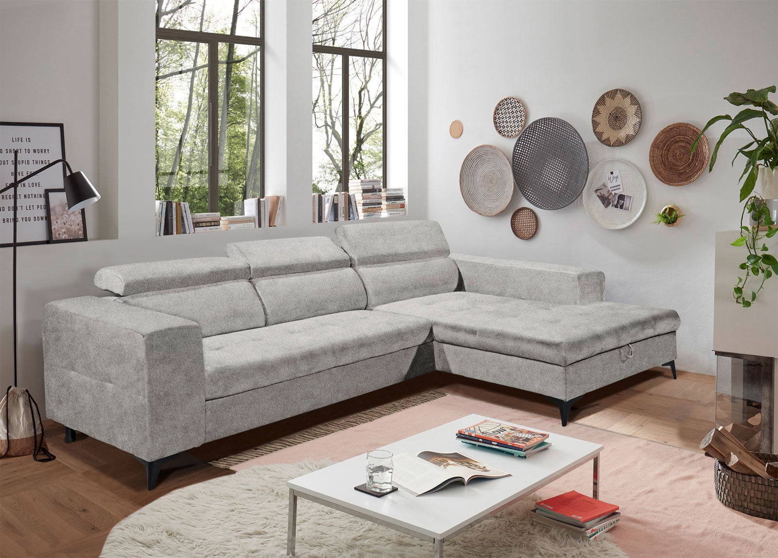 Ecksofa LIV'IN PRAG 282 x 195 cm grau