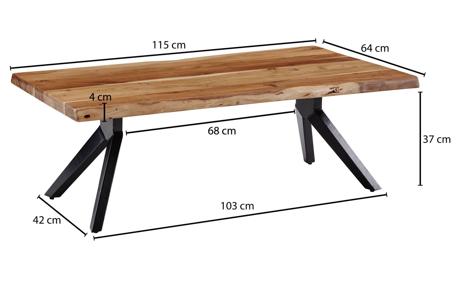 CASAVANTI Couchtisch 115 x 64 cm Akazie massiv