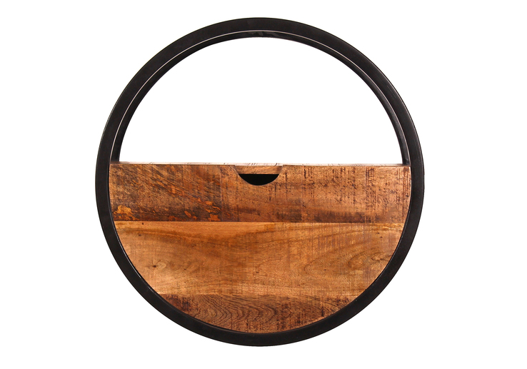 Wandregal 50 x 50 cm Mangoholz Metall natur schwarz