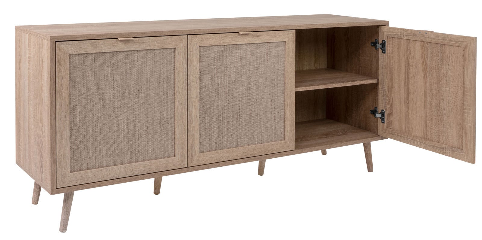 Sideboard BALI 150 x 71 cm Sonoma Eiche/ Rafia Geflecht