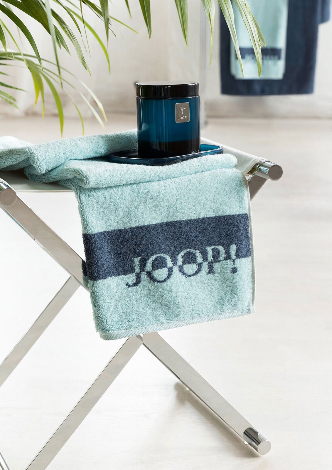 JOOP! Waschhandschuh SHADES STRIPE 16 x 22 cm aquablau