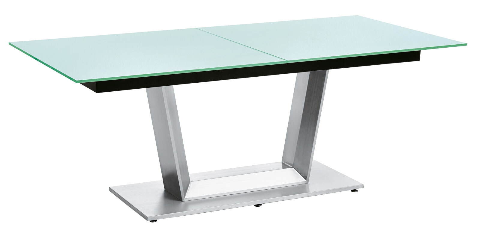 MONDO Esstisch COMEDOR 160-210 x 100 cm Edelstahl /Glas weiß