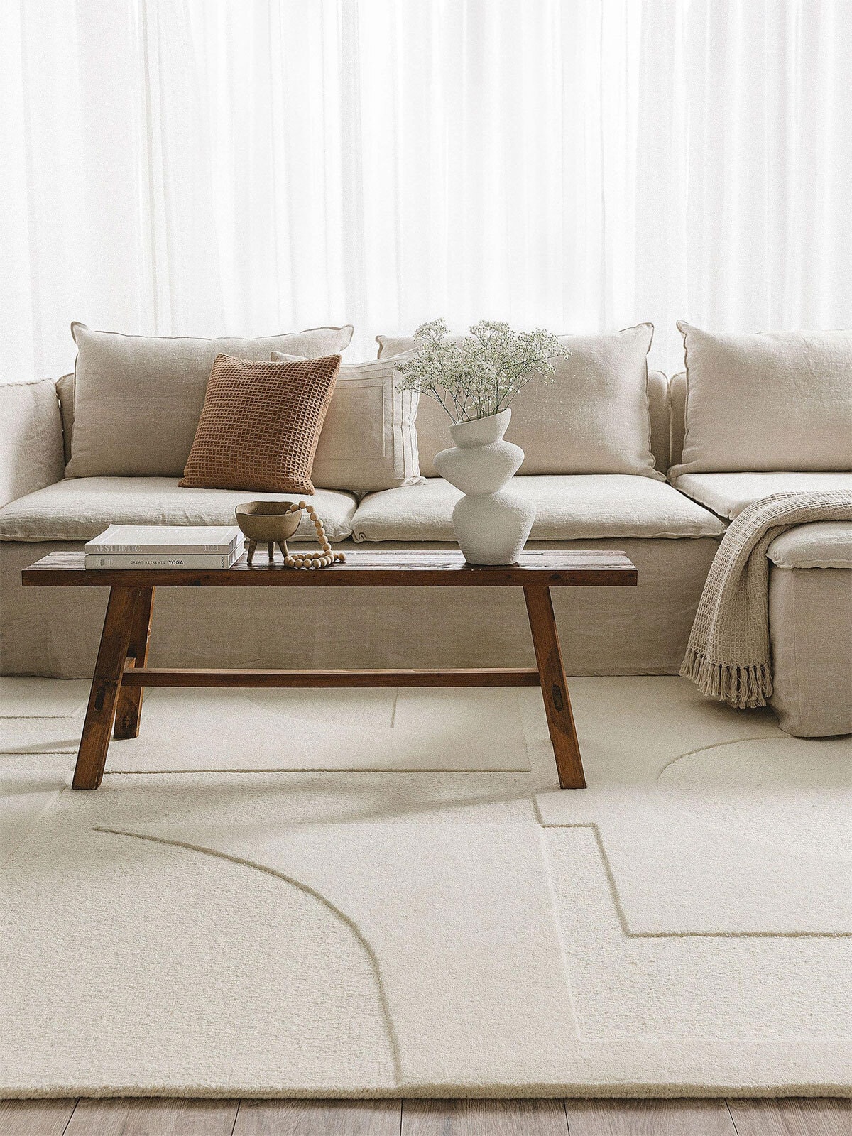 benuta pure Wollteppich LOGAN 160 x 230 cm cream