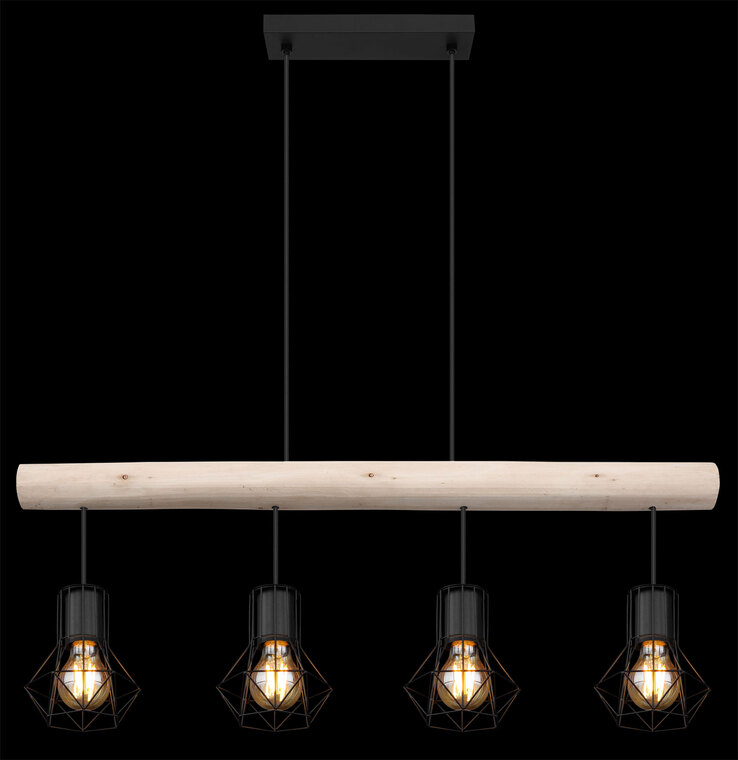 GLOBO Retrofit Balkenpendel PRISKA 82 cm Holz /schwarz