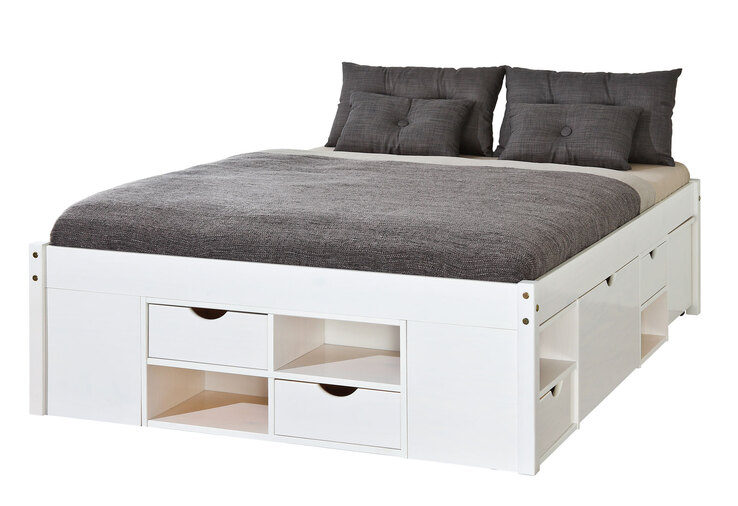 Stauraum-/Funktionsbett Lauro 160 x 200 cm weiß