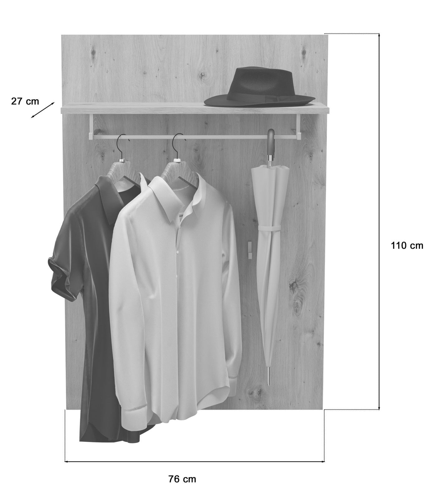 Garderobenkombination TORIO 3-teilig braun/ grau