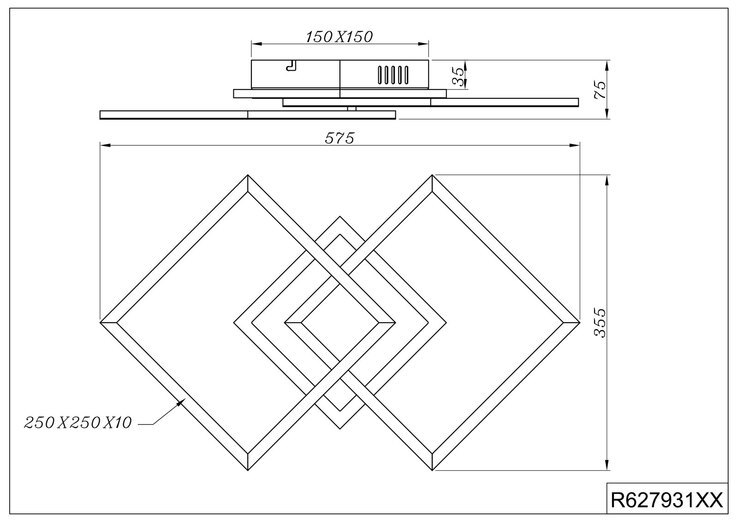 RL LED Deckenlampe VENIDA 35,5 x 57,5 cm titanfarbig