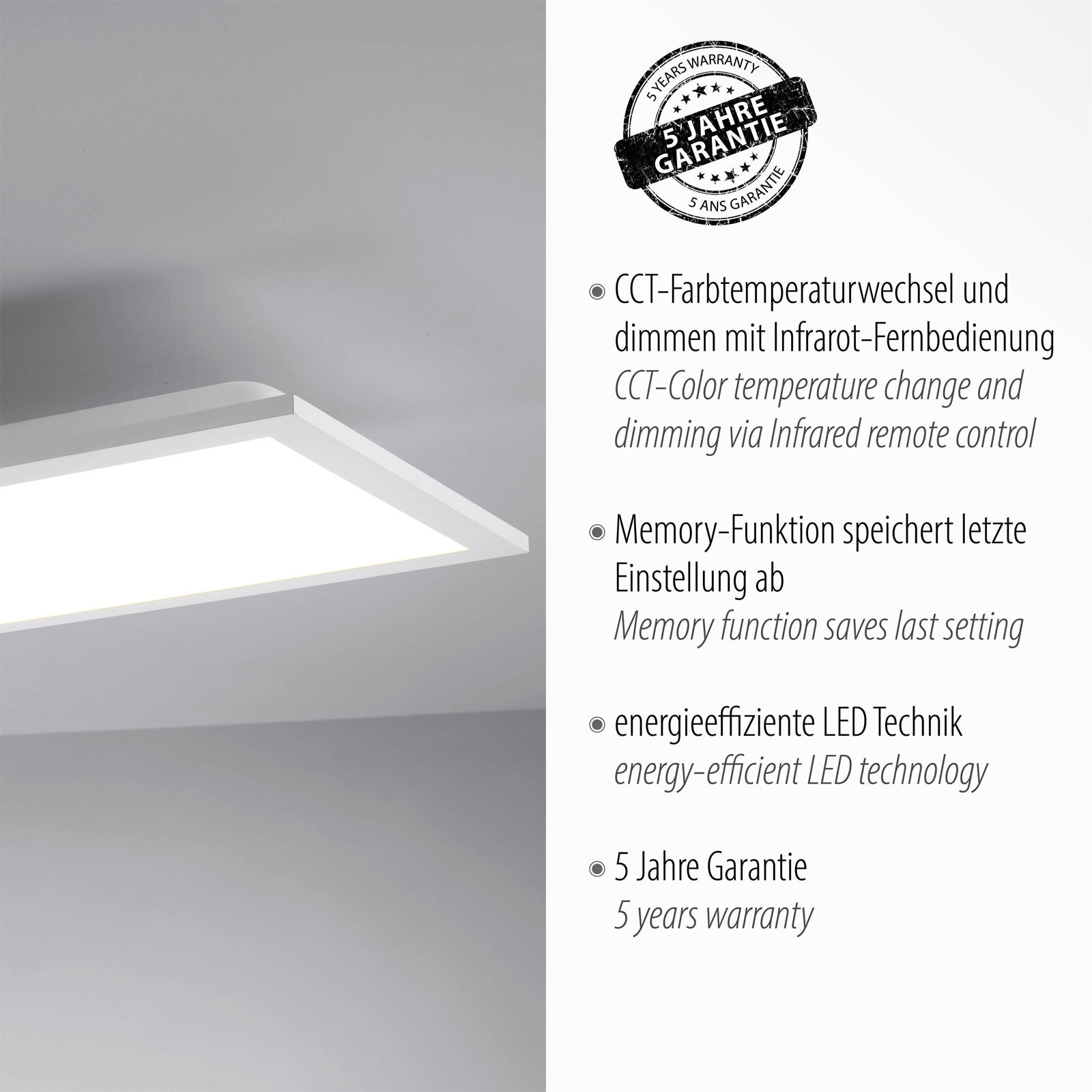 JUST LIGHT LED Deckenlampe FLAT 25 x 100 cm weiß