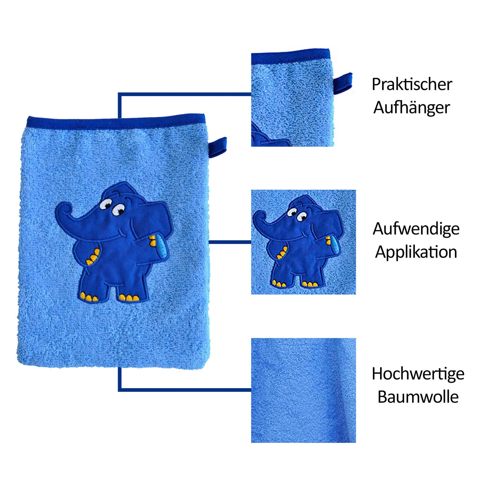 Smithy Frottier-Set ELEFANT 3-teilig blau