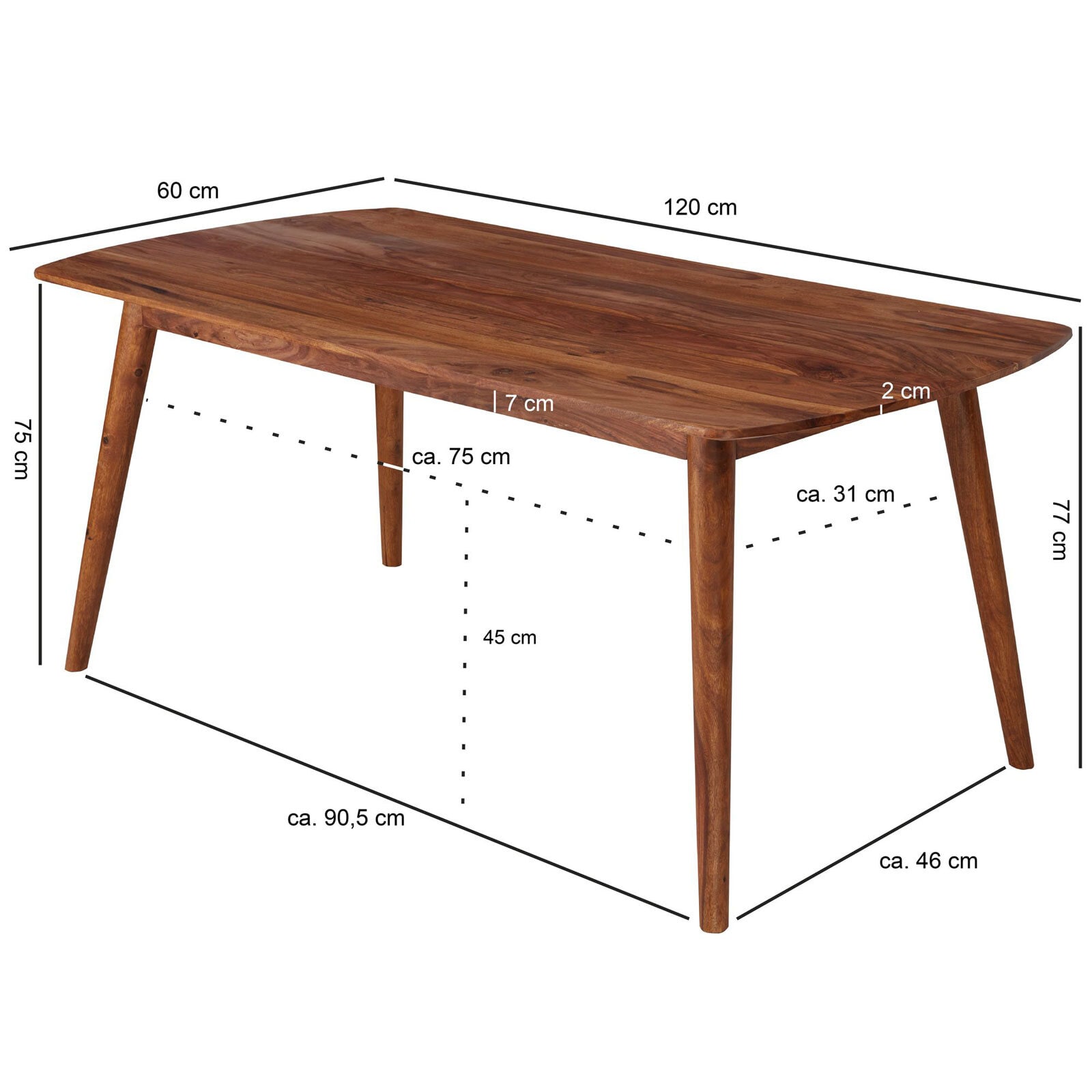 Esstisch 120 x 60 cm Rosenholz