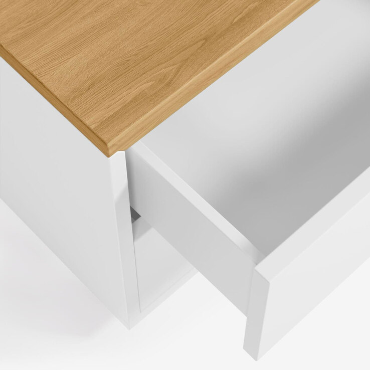 Kave Home Nachttisch ABILEN weiß/ braun