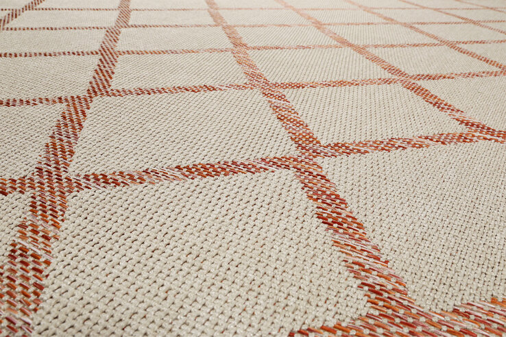 ESPRIT Outdoorteppich RHOMB 160 x 225 cm beige/rot
