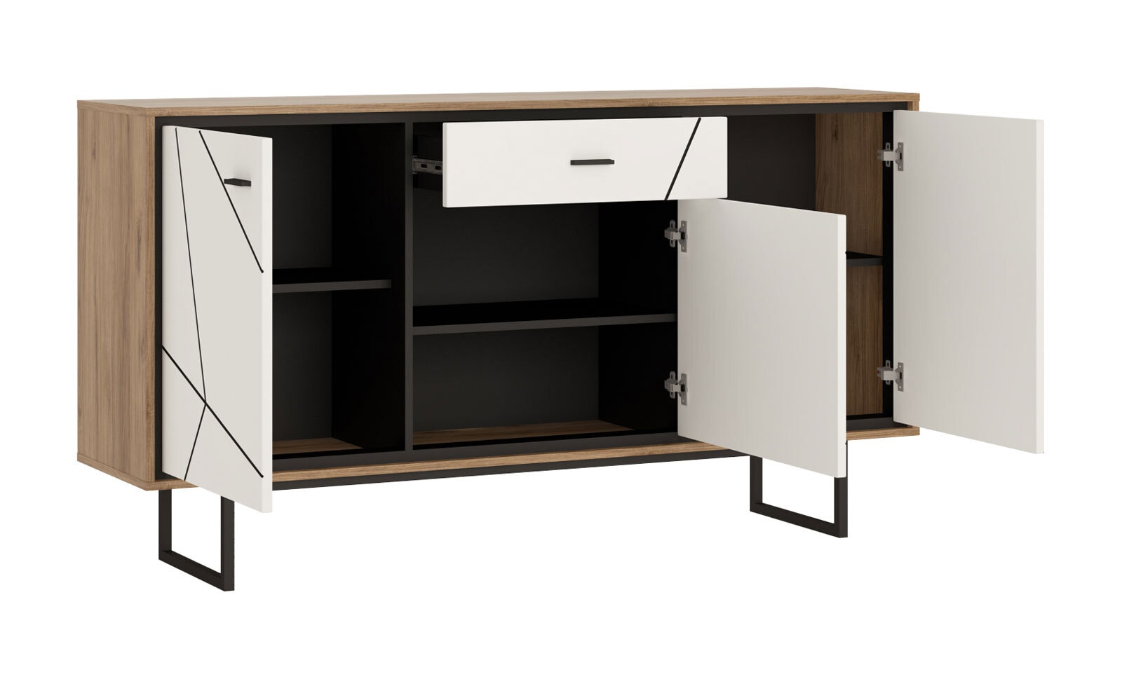 Sideboard BROLO 167 x 90,3 cm weiß/ schwarz