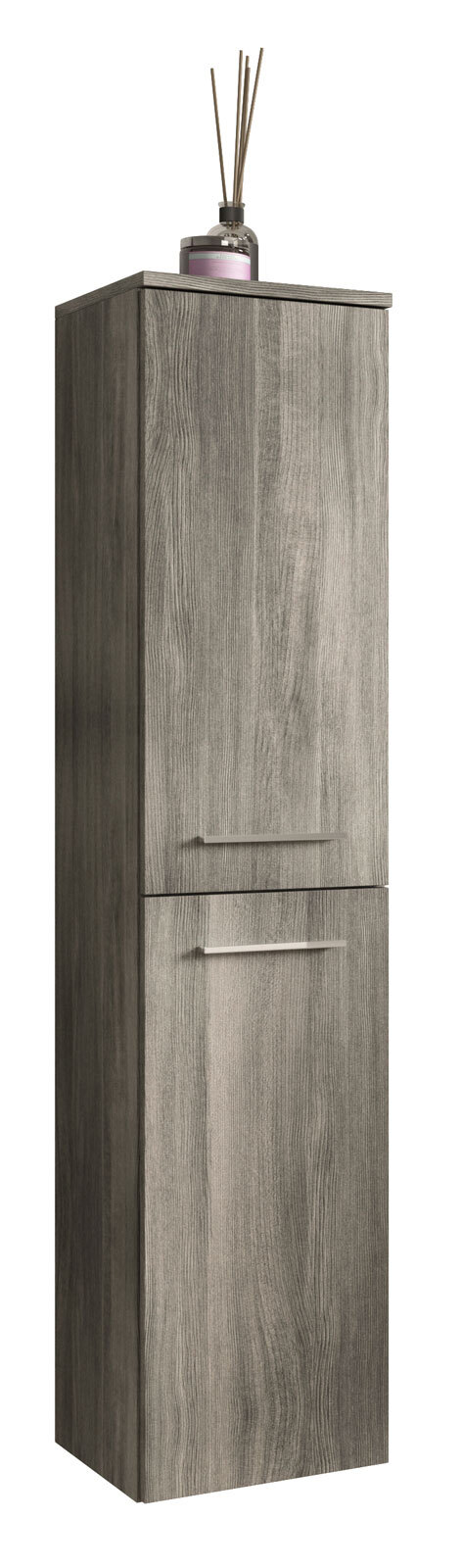Bad Hängeschrank YORK 30 x 136 cm Rauchsilber grau