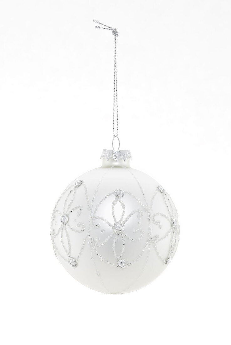 casaNOVA Weihnachtskugel Kugel 6 cm weiß /silberfarbig