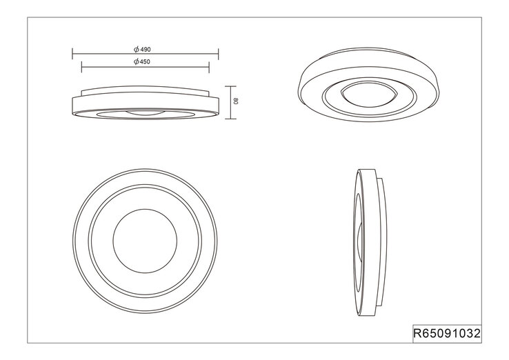 RL LED Deckenlampe ARCO 49 cm schwarz