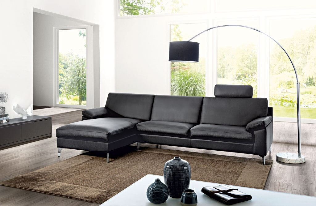 erpo Ecksofa CL650 Lederbezug schwarz