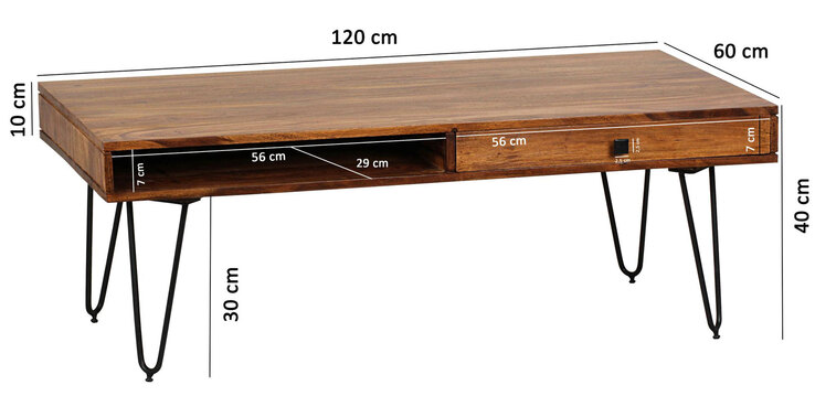 Couchtisch 120 x 60 cm Sheesham