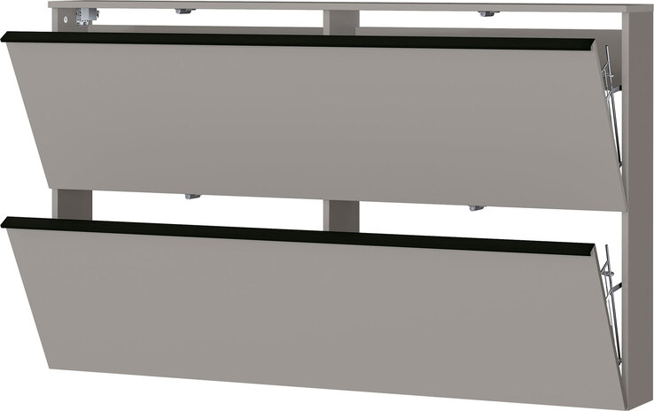 vito Schuhschrank SOLINO 140 x 85 cm Steingrau / Schwarz