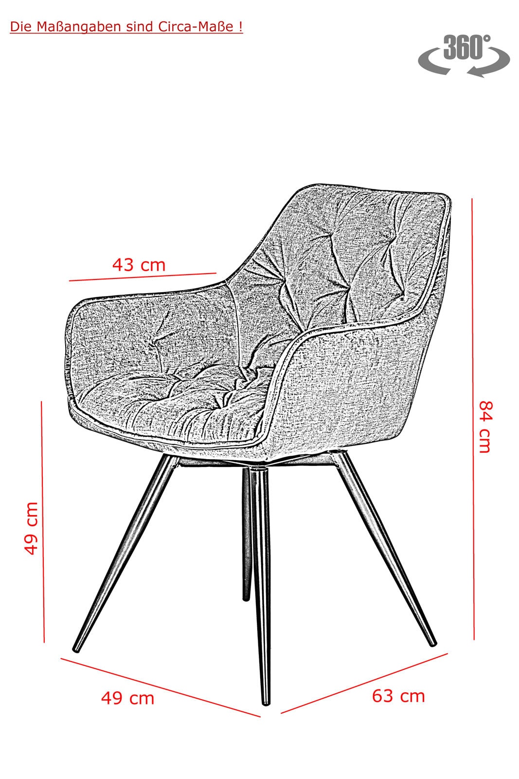 Esszimmerstuhl FLORENTINA 2er Set anthrazit