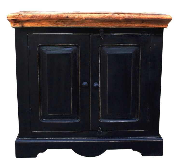 Waschbeckenunterschrank schwarz Mangoholz massiv