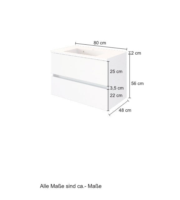 Waschtisch BAABE 80 x 56 cm Weiß matt