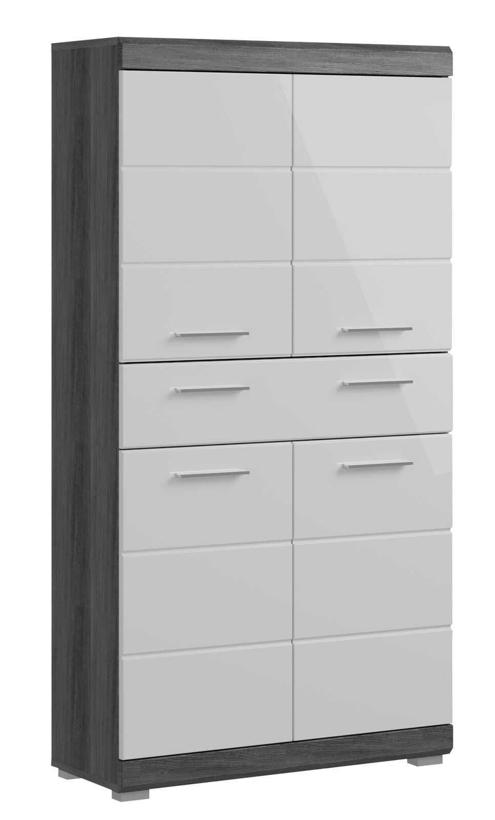 Highboard SCOUT 74 x 141 cm grau/ weiß Hochglanz