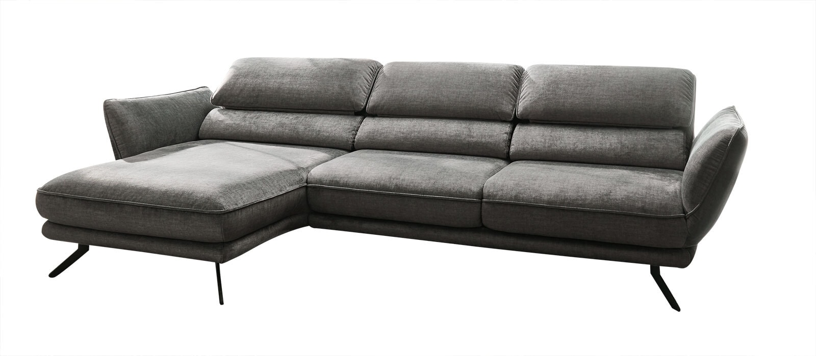 PURO Ecksofa DILBEEK 153 x 283 cm silver