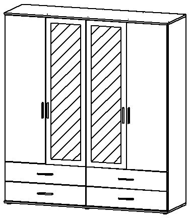 Kleiderschrank RASANT 2 Spiegel mittig Sonoma Eiche NB