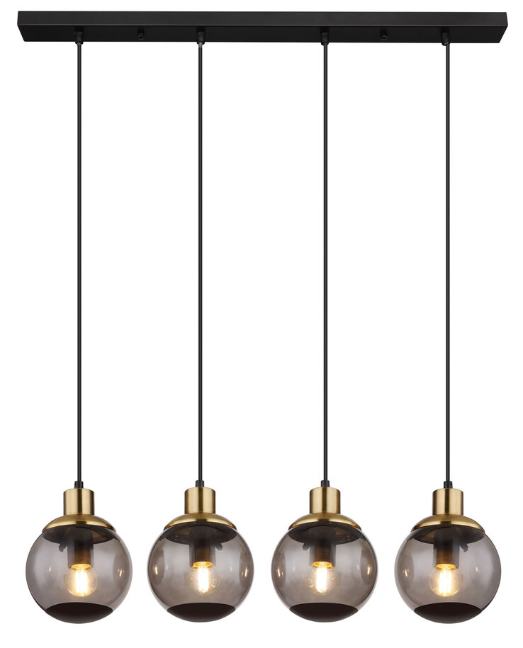 GLOBO Retrofit Balkenpendel POTTER 75 cm schwarz /messingfarbig