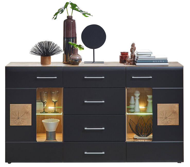 Sideboard SONATE 170 x 93 cm schwarz/ braun