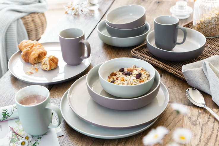 Ritzenhoff & Breker Dessertteller JASPER 6er Set taupebraun/ weiß