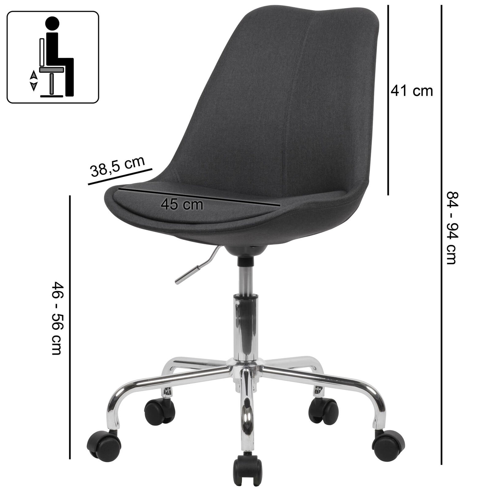 Drehstuhl schwarz/ silberfarbig