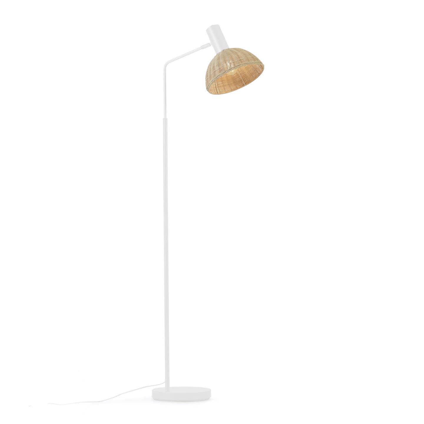 Kave Home Retrofit Stehlampe DAMILA weiß /Rattan