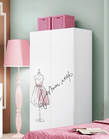 Kleiderschrank Weiß/Rosa ca. 100 x 200 x 55 cm 