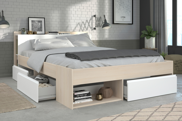 Parisot Stauraumbett MOST 6 beige/weiß 160 x 200 cm
