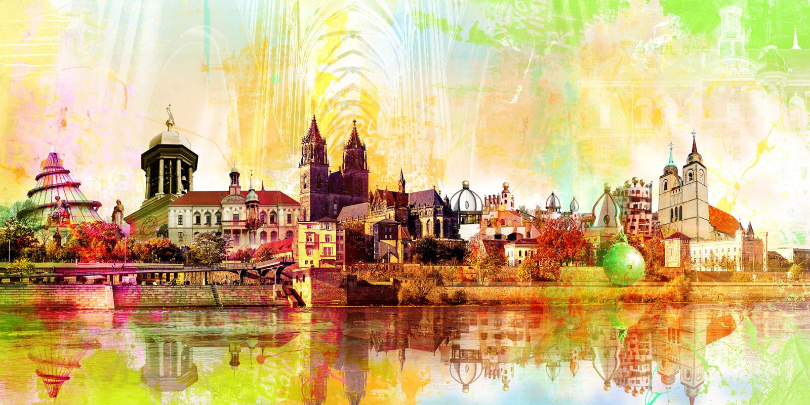 PRO ART Alu-Art Bild MAGDEBURG SKYLINE 100 x 200 cm mehrfarbig