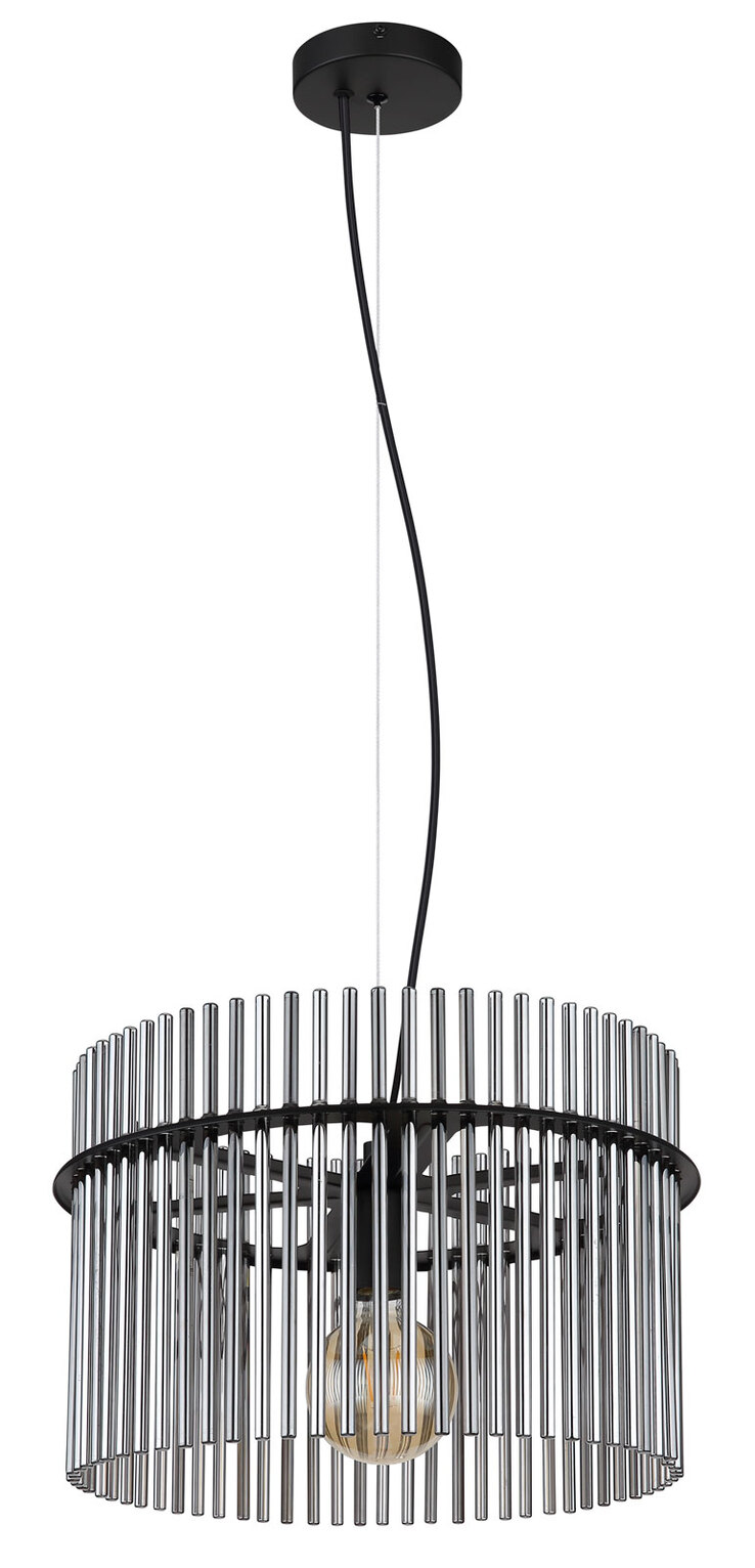 GLOBO Retrofit Pendelleuchte GORLEY 1-flg schwarz /rauchfarbig