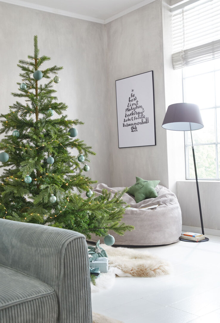 casaNOVA Weihnachtskugel 10 cm grün /silberfarbig