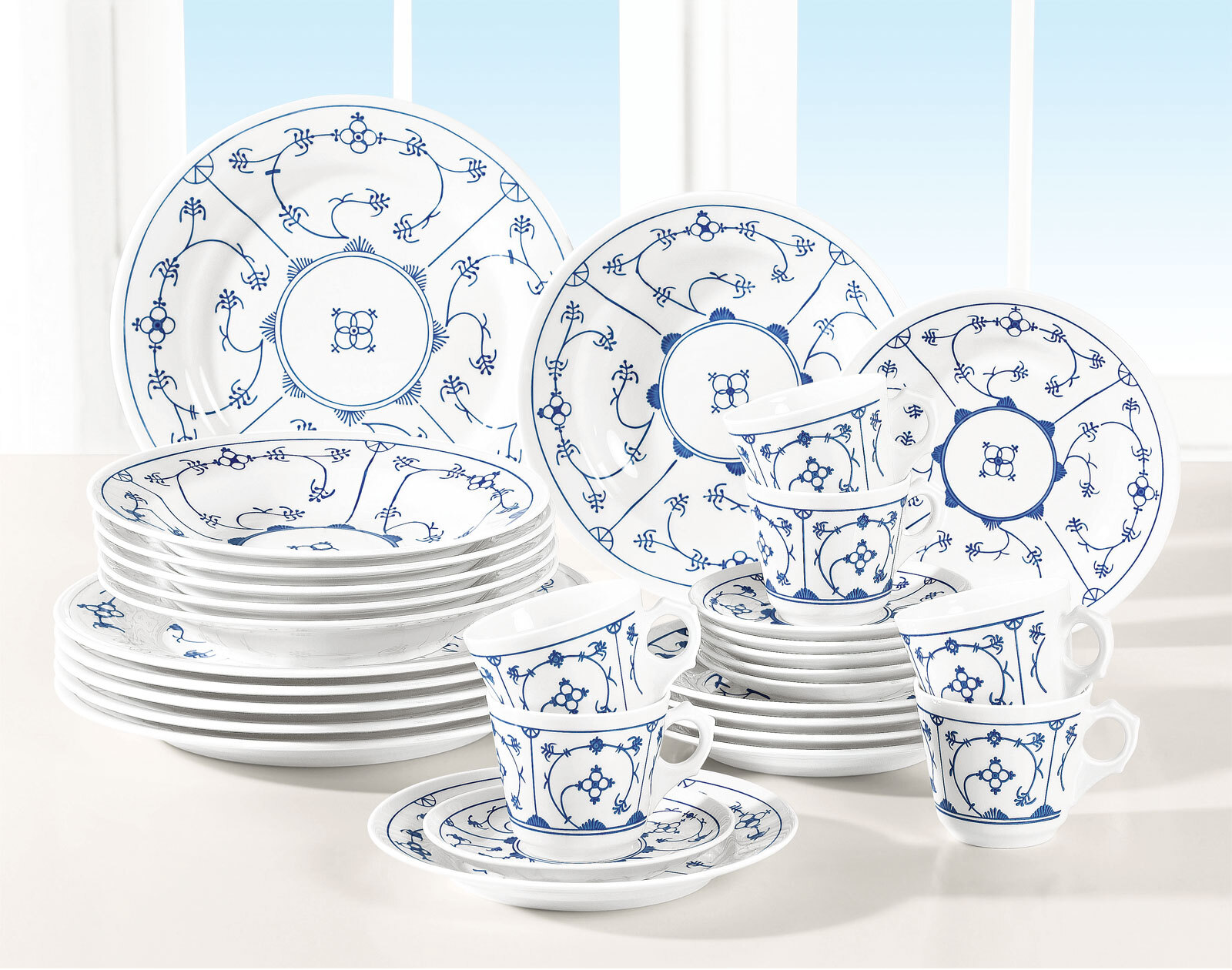 KAHLA Speiseteller TRADITION BLAU SAKS 6er Set weiß/ blau