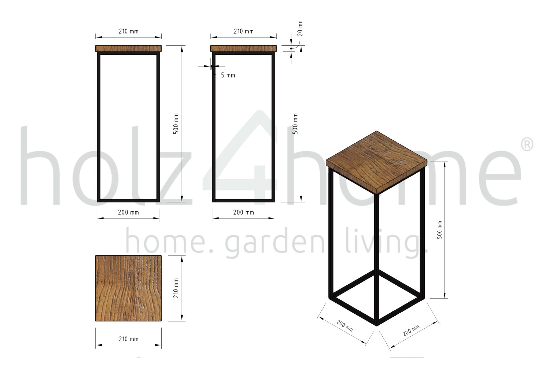 holz4home Blumenständer 21 x 50 cm Eiche natur geölt