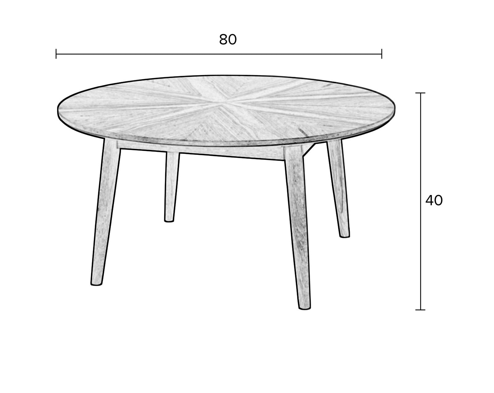 Couchtisch rund FABIO 80 cm Eiche 