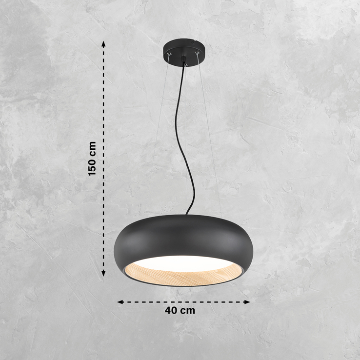 SCHÖNER WOHNEN-Kollektion LED Pendelleuchte WOOD 40 cm schwarz