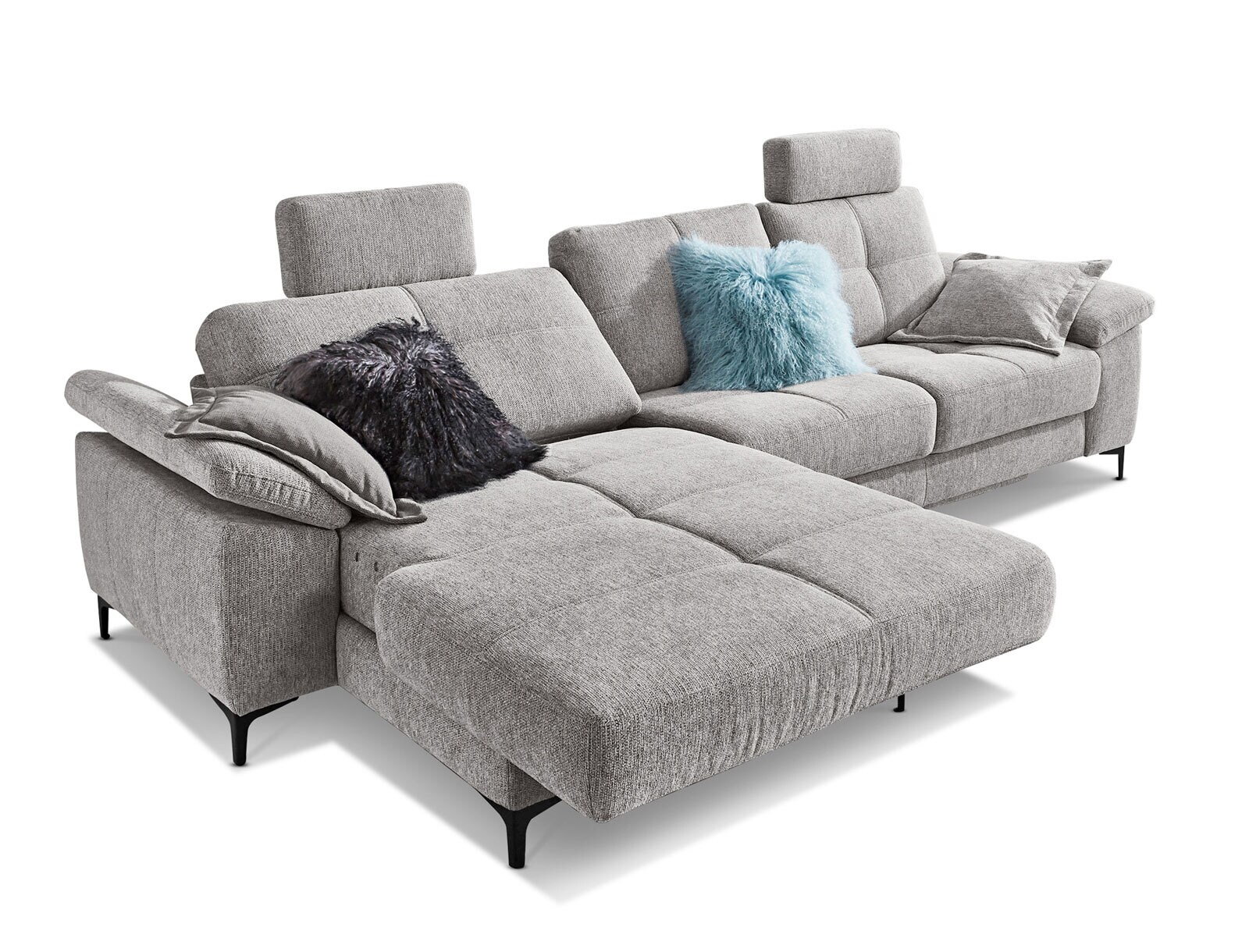 LASCONDO Ecksofa ROMINA SF-L 162 x 296 cm Famous silver